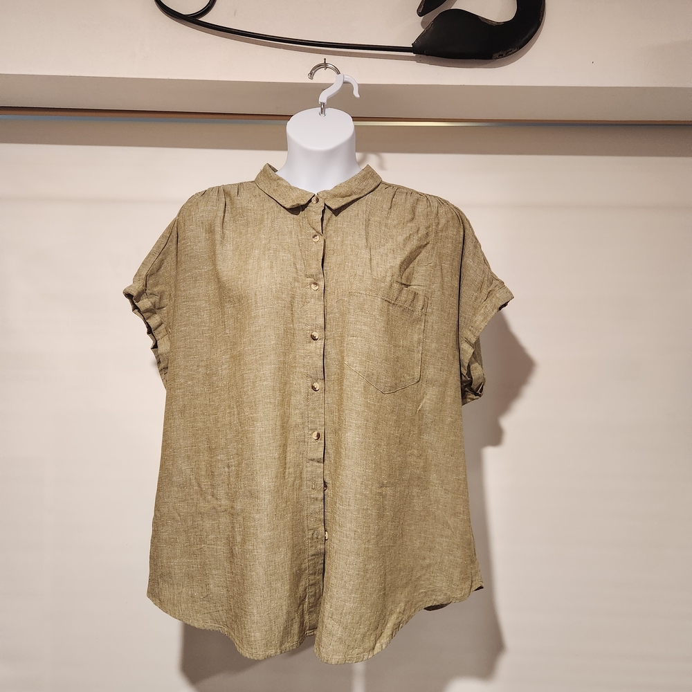 Ava & Viv Olive Green Linen Shirt